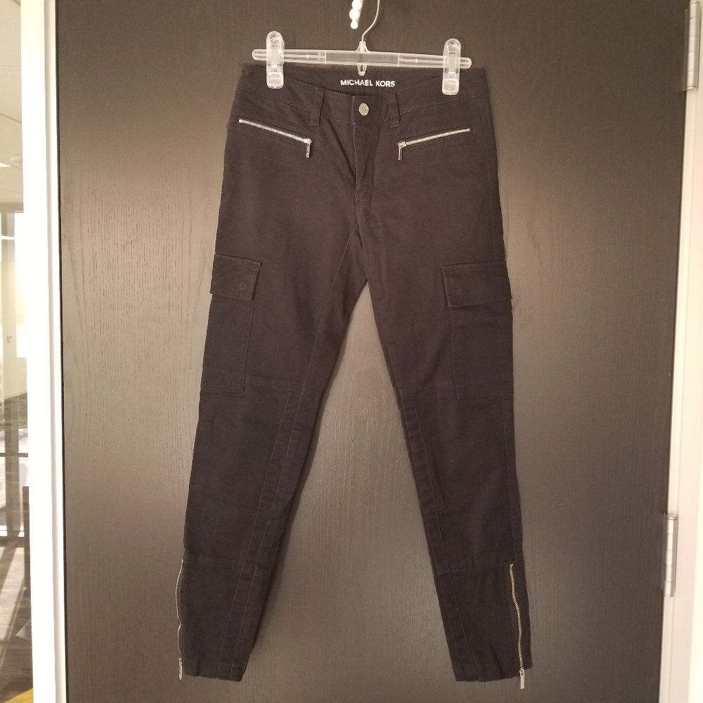 Michael Kors Skinny Silver/Black Cargo Pants Sz0